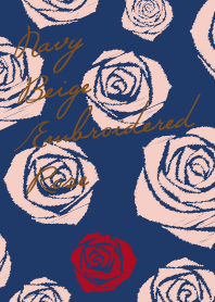 Navy Beige Embroidered Rose