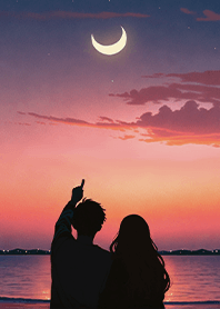 絕美情人節-夕陽下的微笑月亮1.2 黑色