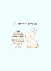 Rabbit and Autumn sweets -blue-
