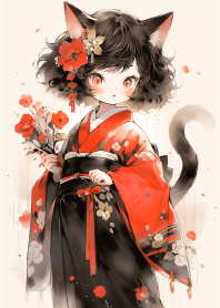 水墨畫可愛貓娘2