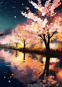 Beautiful night cherry blossoms#839