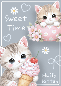 blue Greige Fluffy Kitten Sweet Time