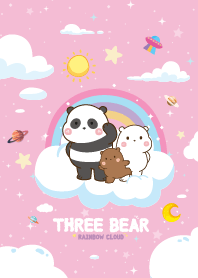 หมีสามตัว เมฆสายรุ้ง สีชมพู