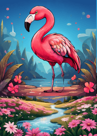 Cute flamingo cartoon (JP)