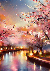 Beautiful night cherry blossoms#851