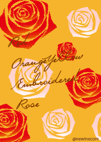 レッド オレンジ イエロー 刺繍 バラ