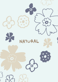 Handwriting flower darkish Blue3 Japan