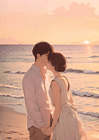 絕美情人節-夕陽下的Kiss1.2 米白色