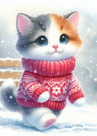 暖かいセーターの仔猫