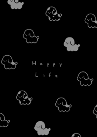 ゆるい犬。黒とグレー