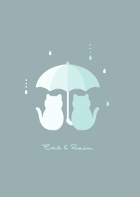 貓和傘 / mint gray white