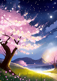 Beautiful night cherry blossoms#478