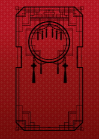 黒×赤の中華風模様