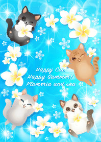 Happy Cat Happy Summer! Plumeria and sea