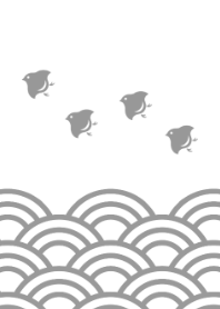 波に千鳥【グレー】