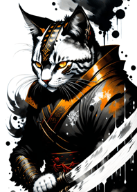 Ink wash cat samurai 541bf7
