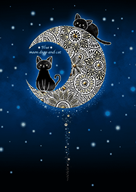 Fantastic moon with cute cats blue