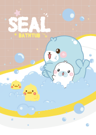 แมวน้ำอุ๋งๆ แช่อ่างอาบน้ำ สีน้ำตาล