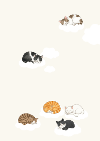 Cat sleeping on a cloud _white1