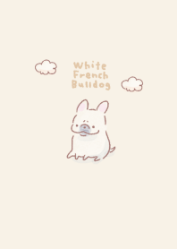 簡單的 白色法國鬥牛犬 雲 淺褐色的