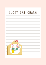 LUCKY CAT CHARM NOTEBOOKj-LIGHT PINK