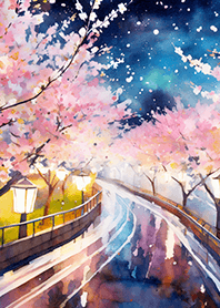 Beautiful night cherry blossoms#833