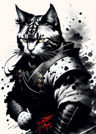 Ink wash cat samurai B80c56