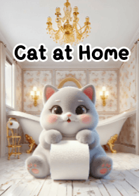 バスルームにいるふわふわの猫
