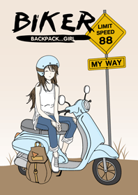 backpack girl...Biker.