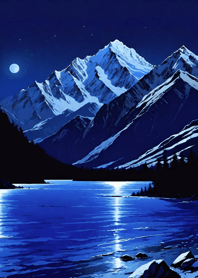 Mountain, Sea, and Moonlit Night a62112