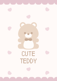 Cute teddy pattern [pink/beige]