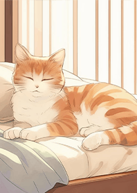 Cat taking a nap on the bed3