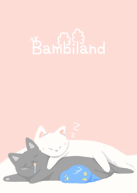 Black cat & White cat - nap time - pink
