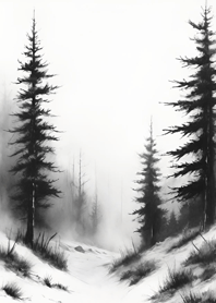 Peaceful snowy mountain cabin 99E71d