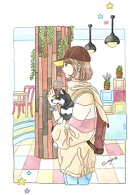 Cap girl and Shibainu.