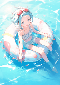 可愛的游泳少女