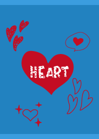 hand drawn heart on blue