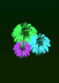 夜空の花火ライトグリーン