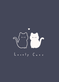 白黒ねこさん。ネイビーとベージュ