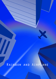 運気UPの虹と飛行機雲