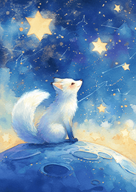 星空銀河下的雪狐❤️