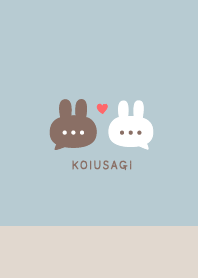 Pair Rabbet&Heart /Blue Beige