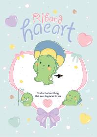 Romantic Heart Ribbon Dinosaur