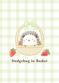 Hedgehog in Basket -strawberry- green 2