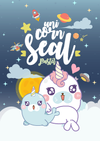 Seal Unicorn Galaxy Navy Blue Pastel