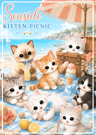 blue Seaside Kitten Picnic