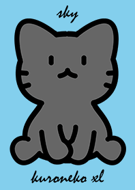 お座り黒猫 XL スカイブルー