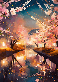 Beautiful night cherry blossoms#1575