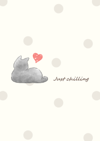 Cat and hand drawn heart -beige- 2