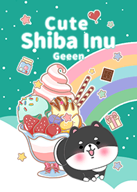Black Shiba Inu Galaxy sweets green2
